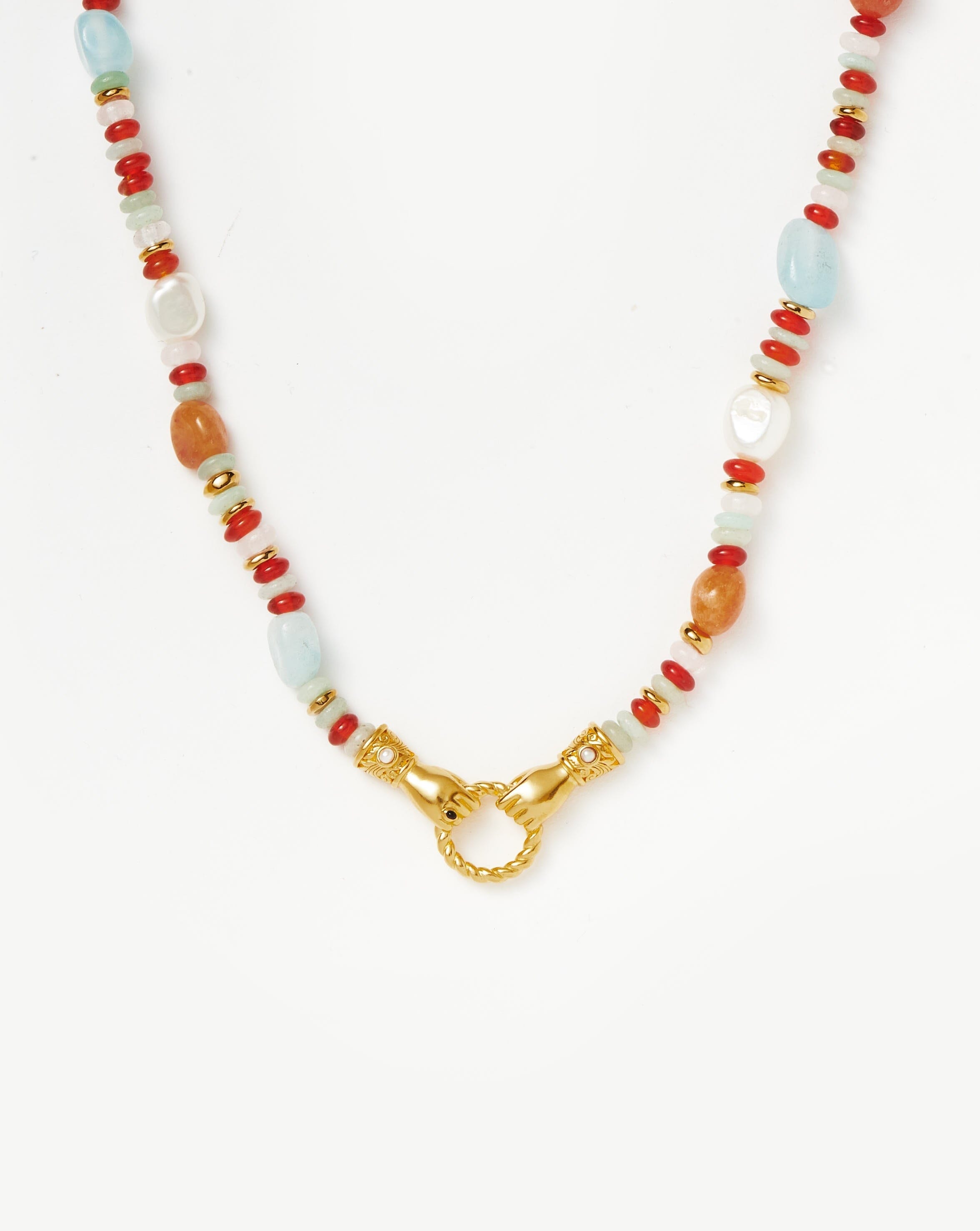 Harris Reed In Good Hands Beaded Gemstone Necklace | 18ct Gold Plated/Multi Gemstone & Pearl Necklaces Missoma 