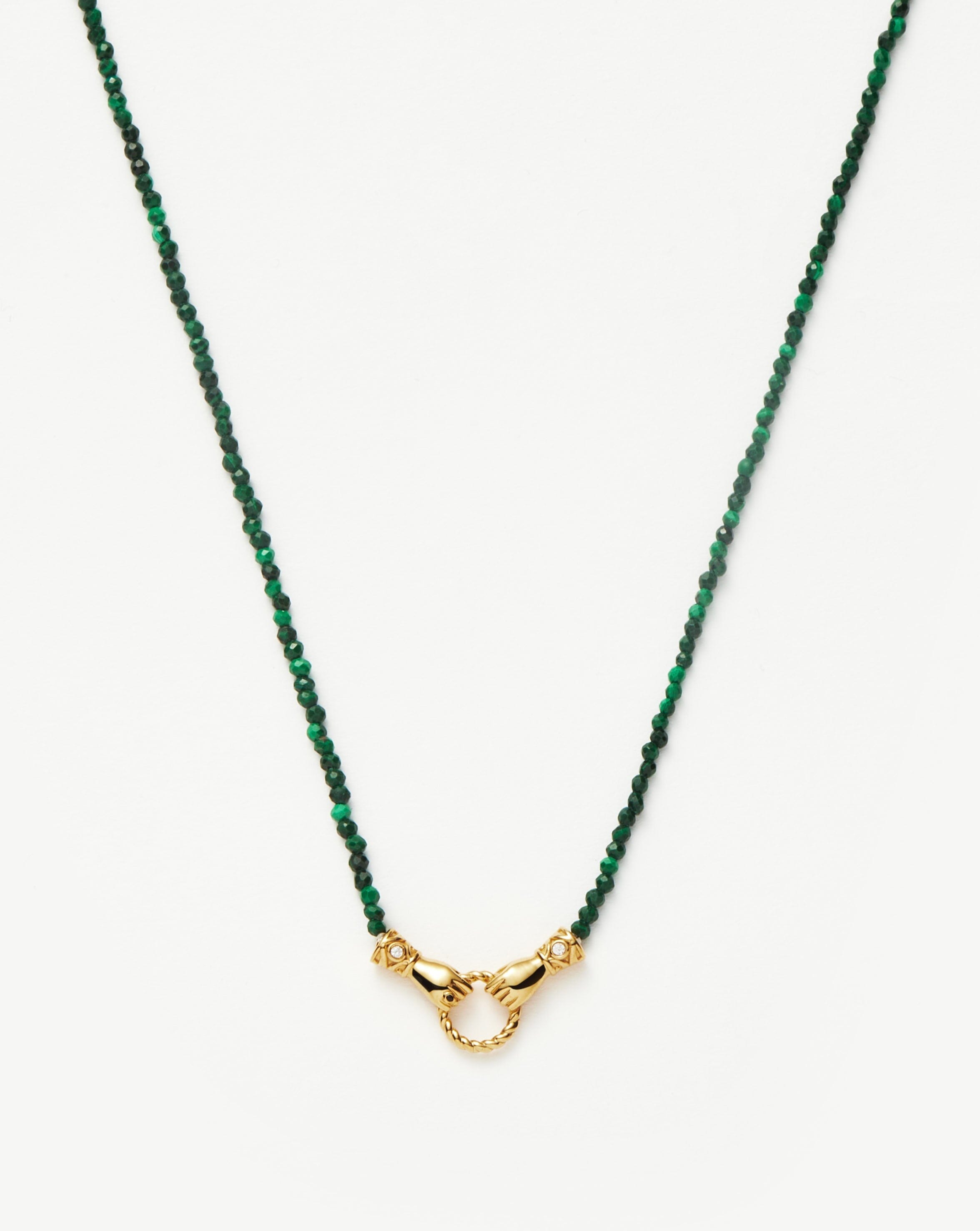 Harris Reed In Good Hands Mini Beaded Gemstone Necklace | 18ct Gold Plated/Malachite Necklaces Missoma 