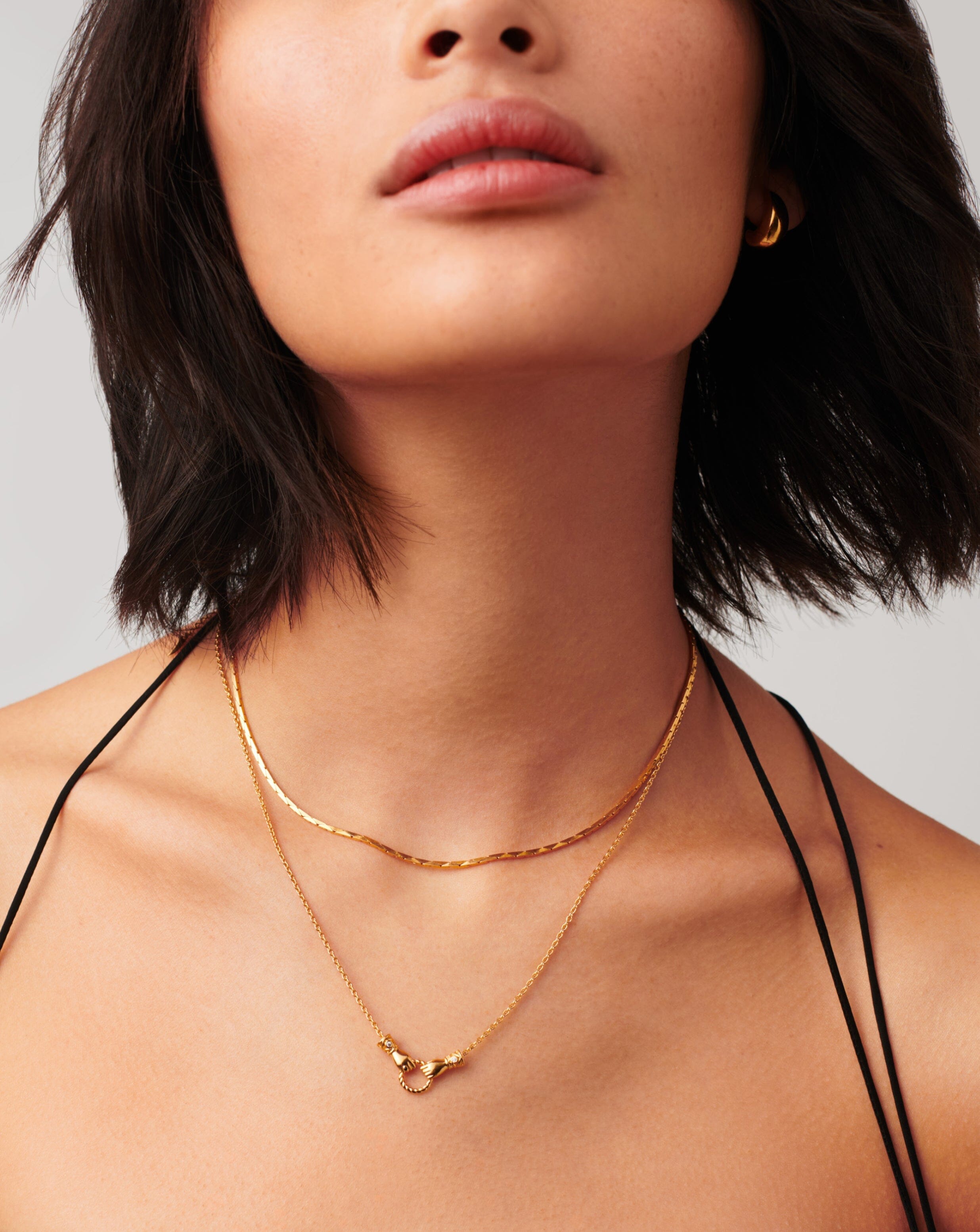 Harris Reed In Good Hands Mini Pendant Slider Necklace | 18ct Gold Plated/Cubic Zirconia & Black Onyx Necklaces Missoma 