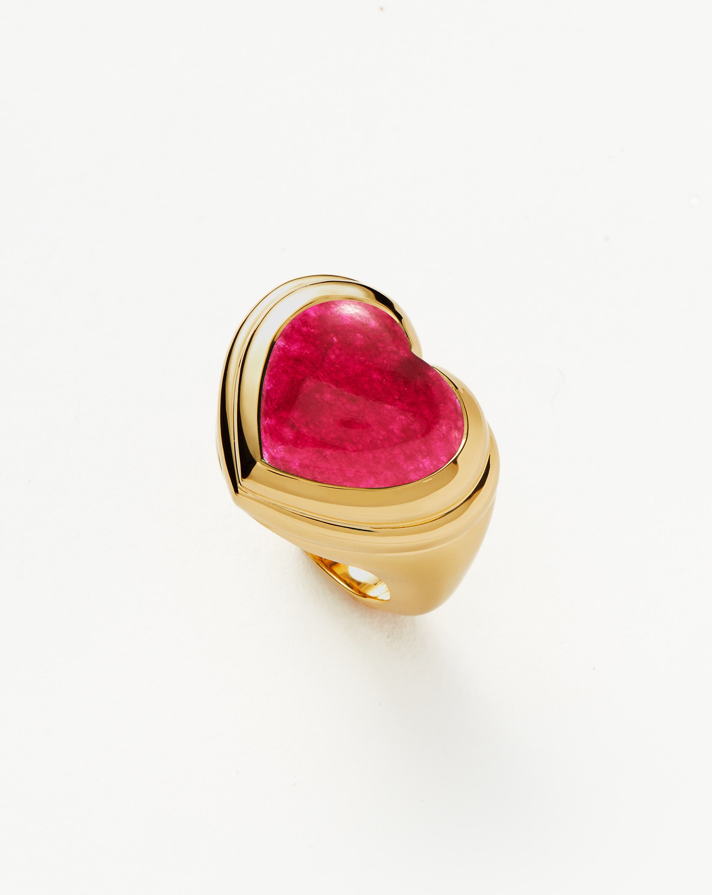 Jelly Heart Gemstone Ring | 18ct Gold Plated/Pink Quartz Rings Missoma 