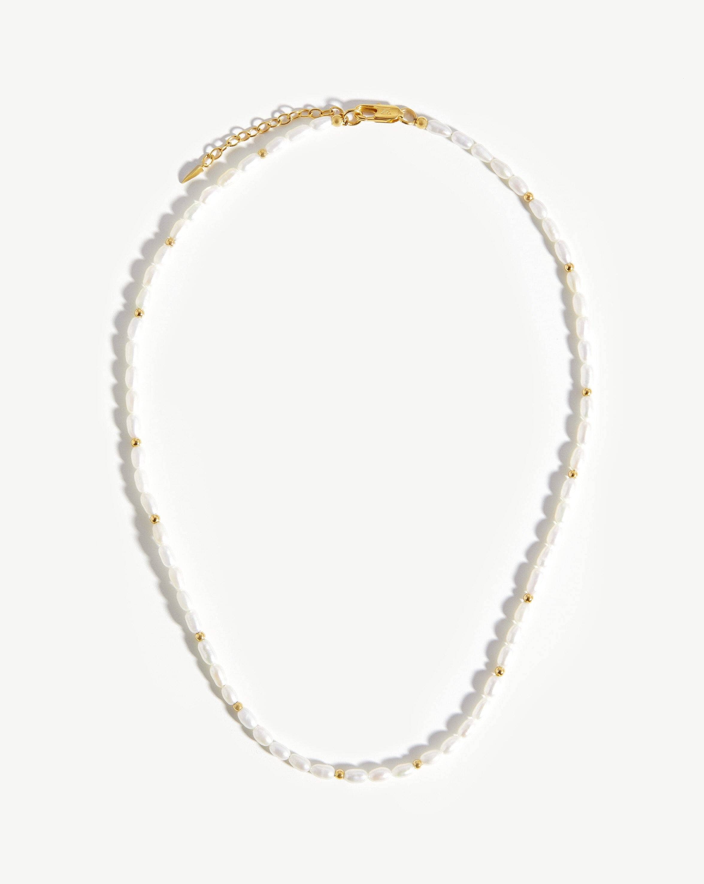 Short Seed Pearl Beaded Necklace | 18ct Gold Plated/Pearl Necklaces Missoma 